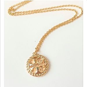 Tory Burch Gold Rope Logo Pendant Necklace